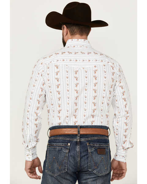 Image #4 - Ely Walker Men's Floral Striped Long Sleeve Pearl Snap Western Shirt - Big , White, hi-res