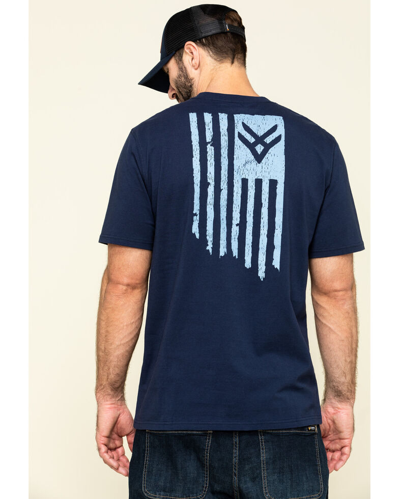  Hawx Men's Navy Vertical Flag Logo Graphic Work T-Shirt , Navy, hi-res