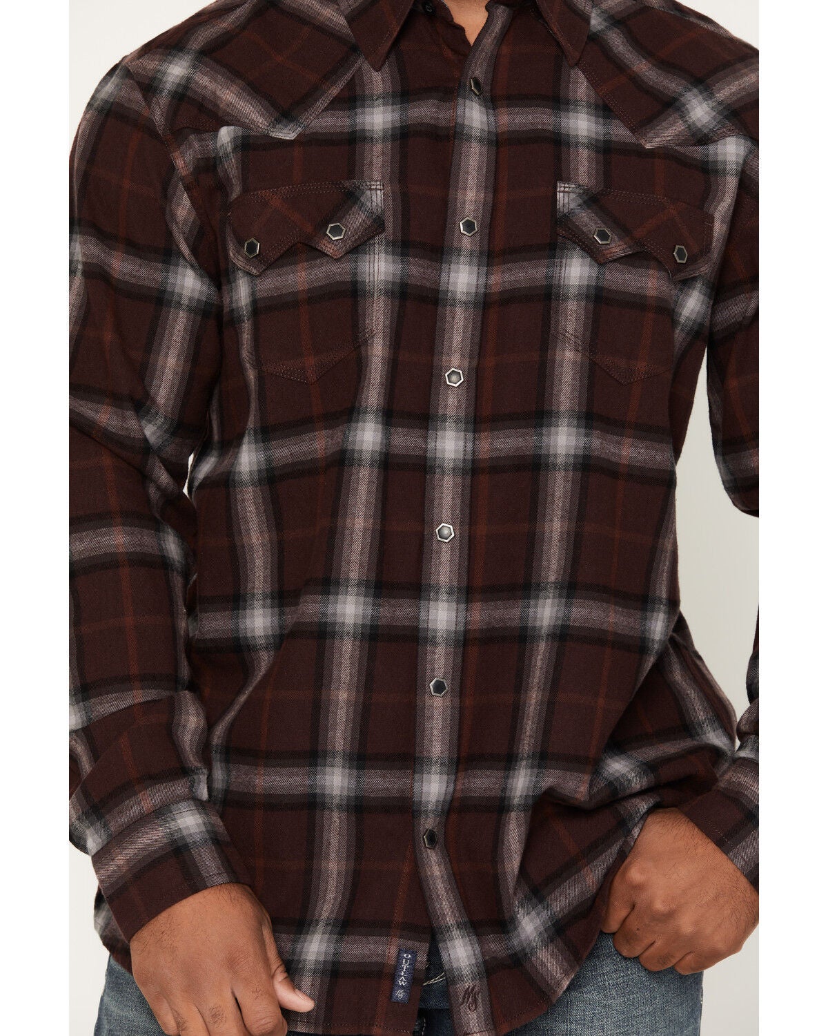 Moonshine Spirit® Men's Oklahoma Plaid Print Long Sleeve Snap