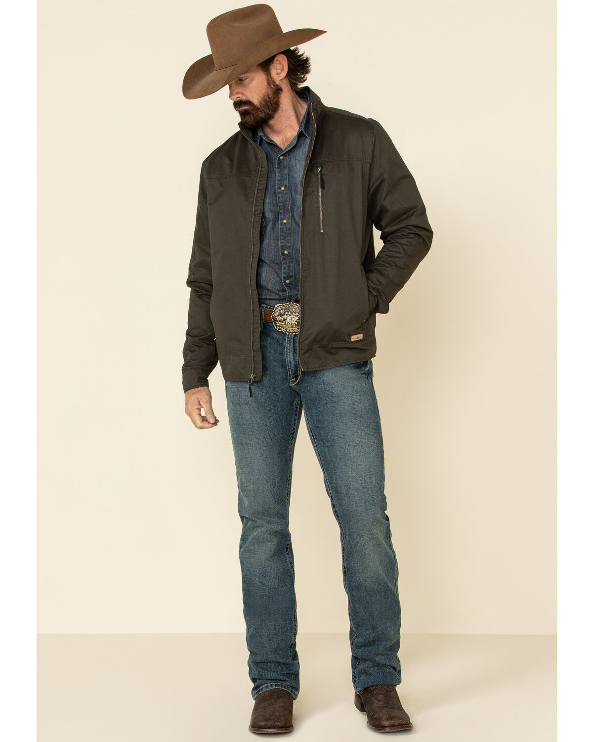 Image #2 - Powder River Outfitters Men's Cotton Zip Front Jacket, , hi-res