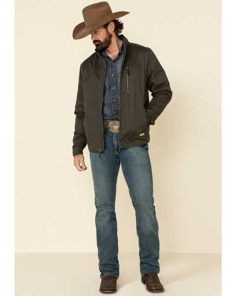 Image #2 - Powder River Outfitters Men's Cotton Zip Front Jacket , Olive, hi-res