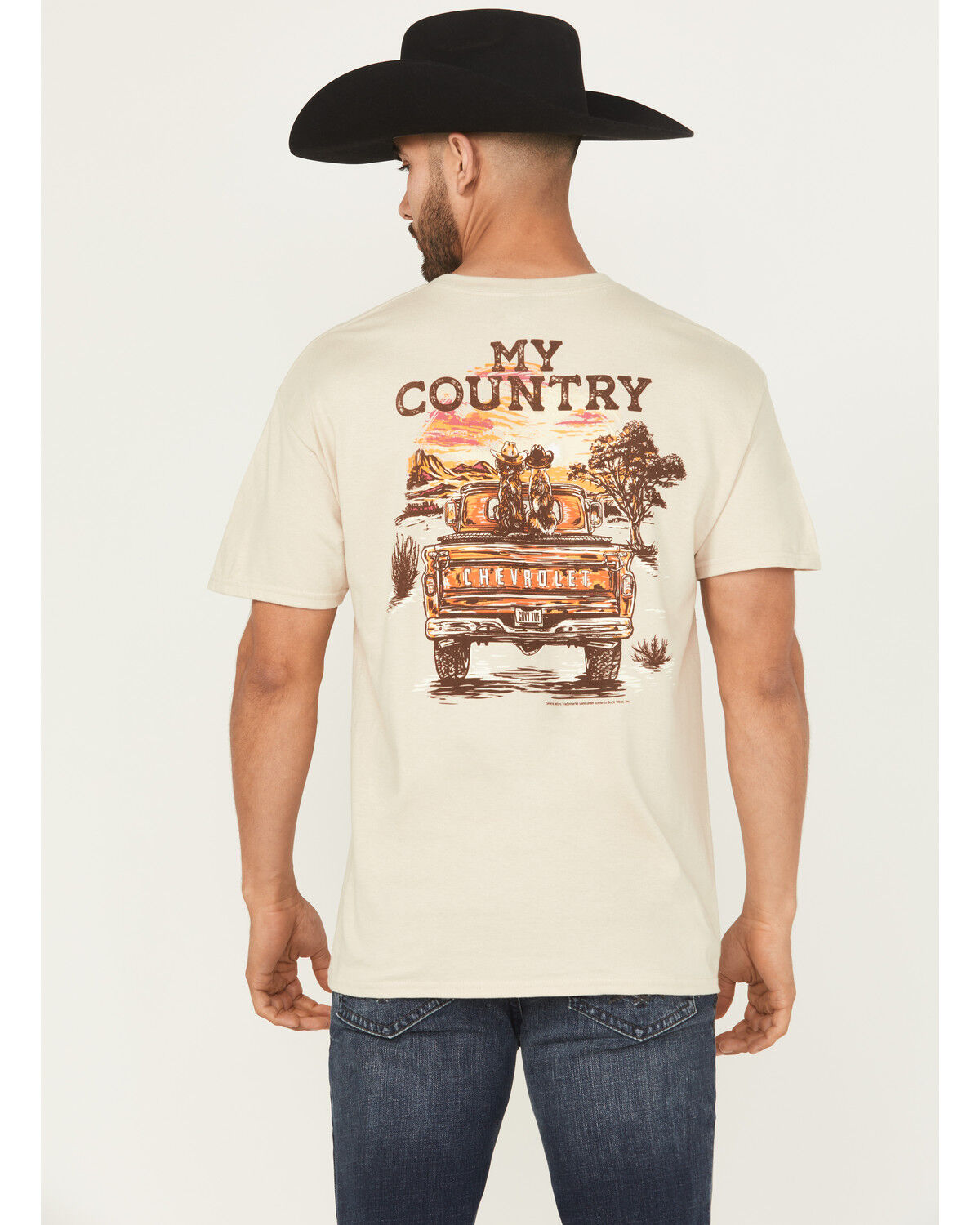 Image #1 - Buckwear Men's Chevy My Country Short Sleeve Graphic T-Shirt, Sand, hi-res