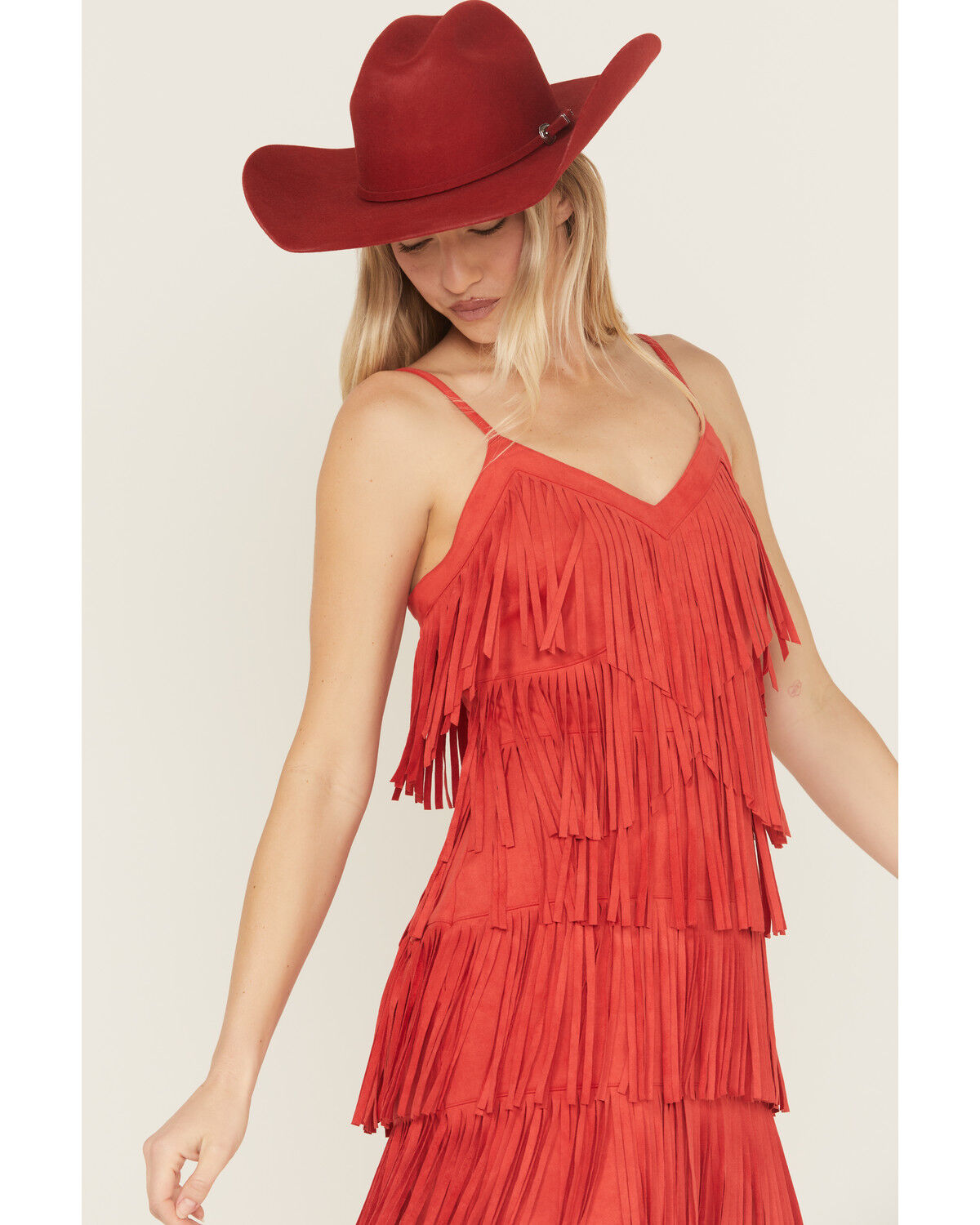 Image #3 - Idyllwind Women's Brixworth Faux Suede Fringe Mini Dress, Coral, hi-res
