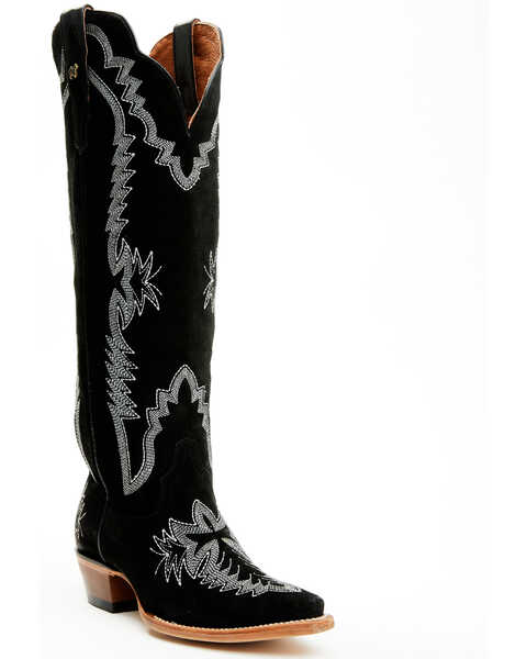 Dan Post Women's Marlowe Suede Western Boots - Snip Toe , Black, hi-res