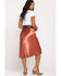 Nikki Erin Women's Satin Midi Solid Skirt, Rust Copper, hi-res