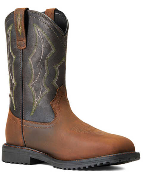 Ariat Men's Rigtek H20 Distressed Waterproof Work Boots - Composite Toe , Brown, hi-res