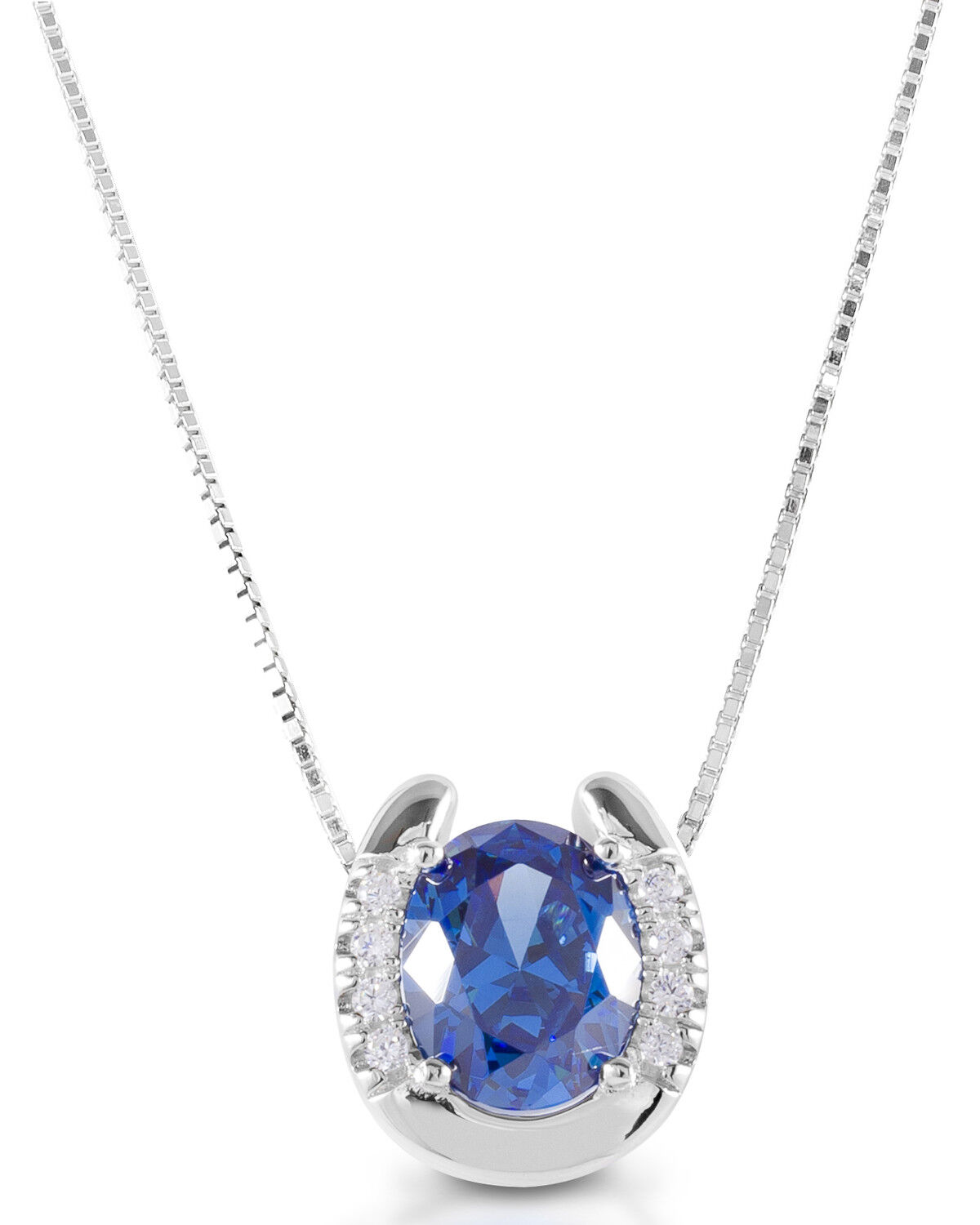 Image #1 - Kelly Herd Women's Blue Stone Horseshoe Necklace, Silver, hi-res