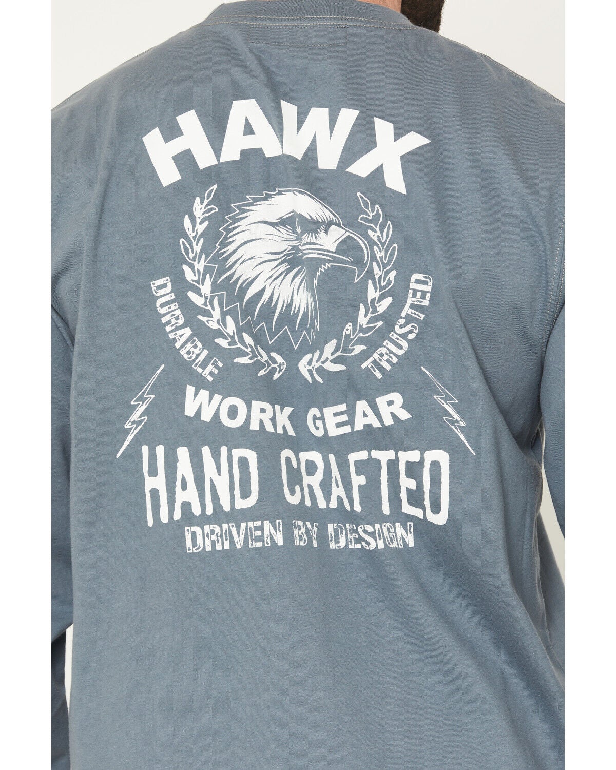 Image #4 - Hawx Men's FR Handcrafted Long Sleeve Graphic Work T-Shirt, Steel Blue, hi-res
