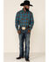 Rough Stock By Panhandle Men's Menlo Ombre Plaid Long Sleeve Western Shirt , Blue, hi-res