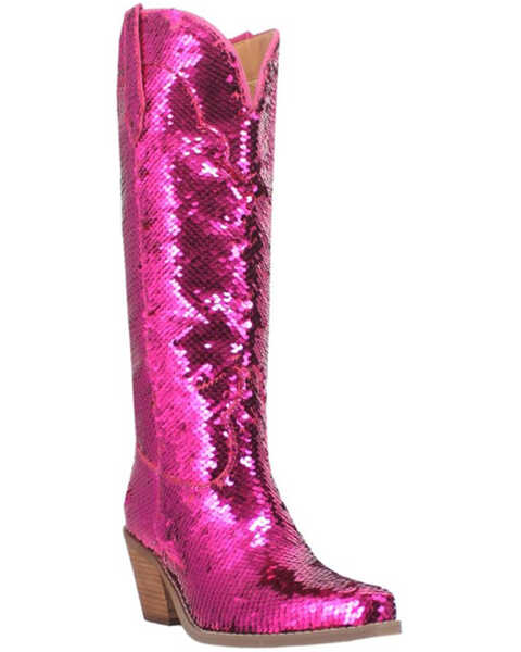 Dingo Women's Sequin Dance Hall Queen Tall Western Boots - Snip Toe , Fuchsia, hi-res