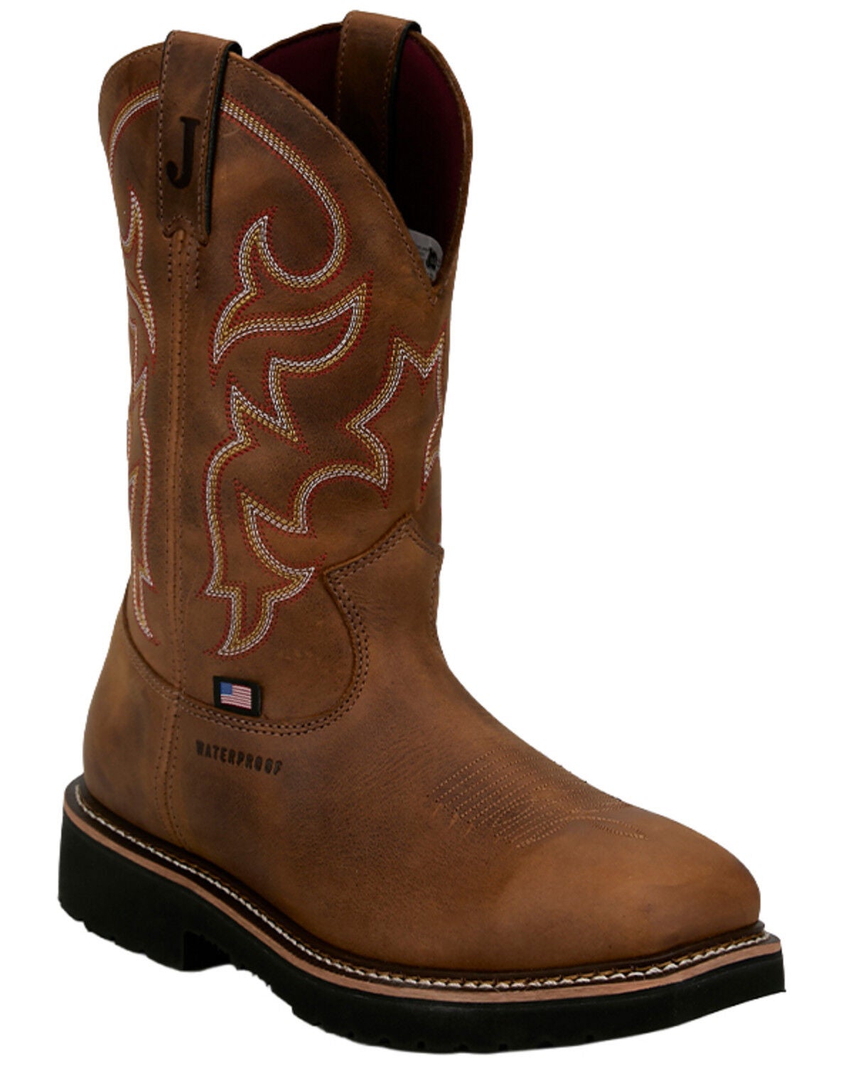 Justin Men's Homeland Waterproof Work Boots - Steel Toe, Brown, hi-res