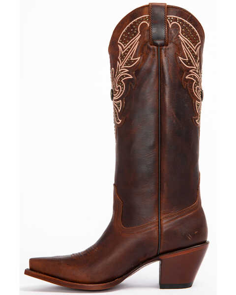 Image #3 - Shyanne Women's Mariel Floral Embroidered Studded Concho Western Boots - Snip Toe, Brown, hi-res