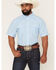 Image #1 - Ferrell Men's Tek Carson Boot Stitch Short Sleeve Snap Performance Western Shirt, Blue, hi-res