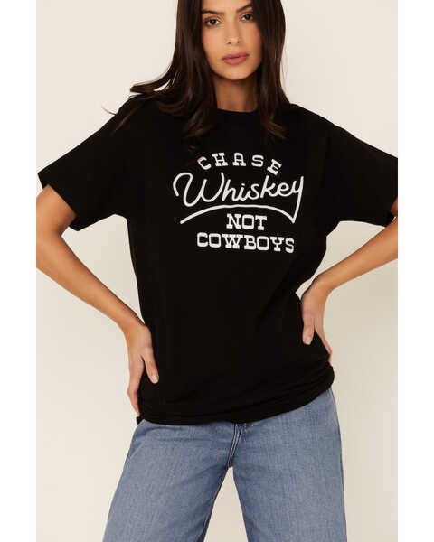 Image #3 - Ali Dee Women's Chase Whiskey Not Cowboys Graphic Tee, Black, hi-res