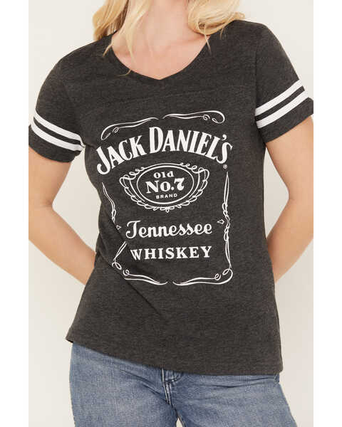 Image #3 - Jack Daniels Women's Label Football T-Shirt , Grey, hi-res