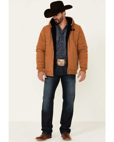 Cinch Men's Khaki Quilted Sherpa Lined Zip-Front Hooded Jacket , Beige/khaki, hi-res