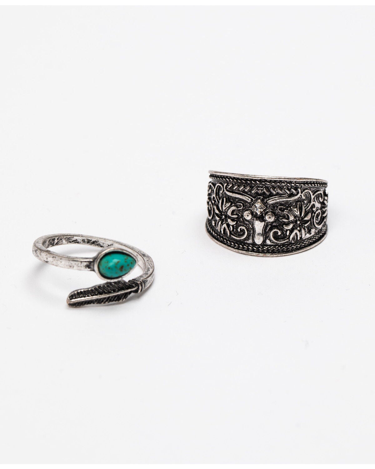 Image #1 - Shyanne Women's Summer Escape 2-Piece Steer Head Ring Set, , hi-res