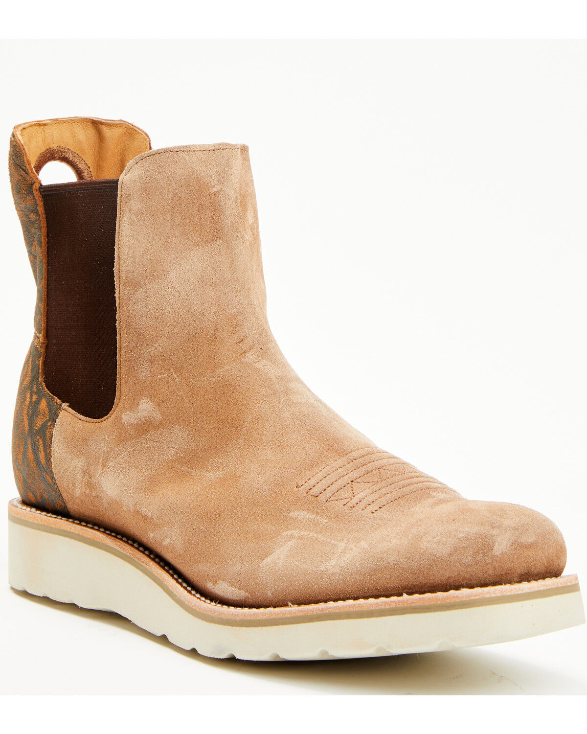 Image #1 - Horse Power Suede Chelsea Boots - Square Toe, Tan, hi-res