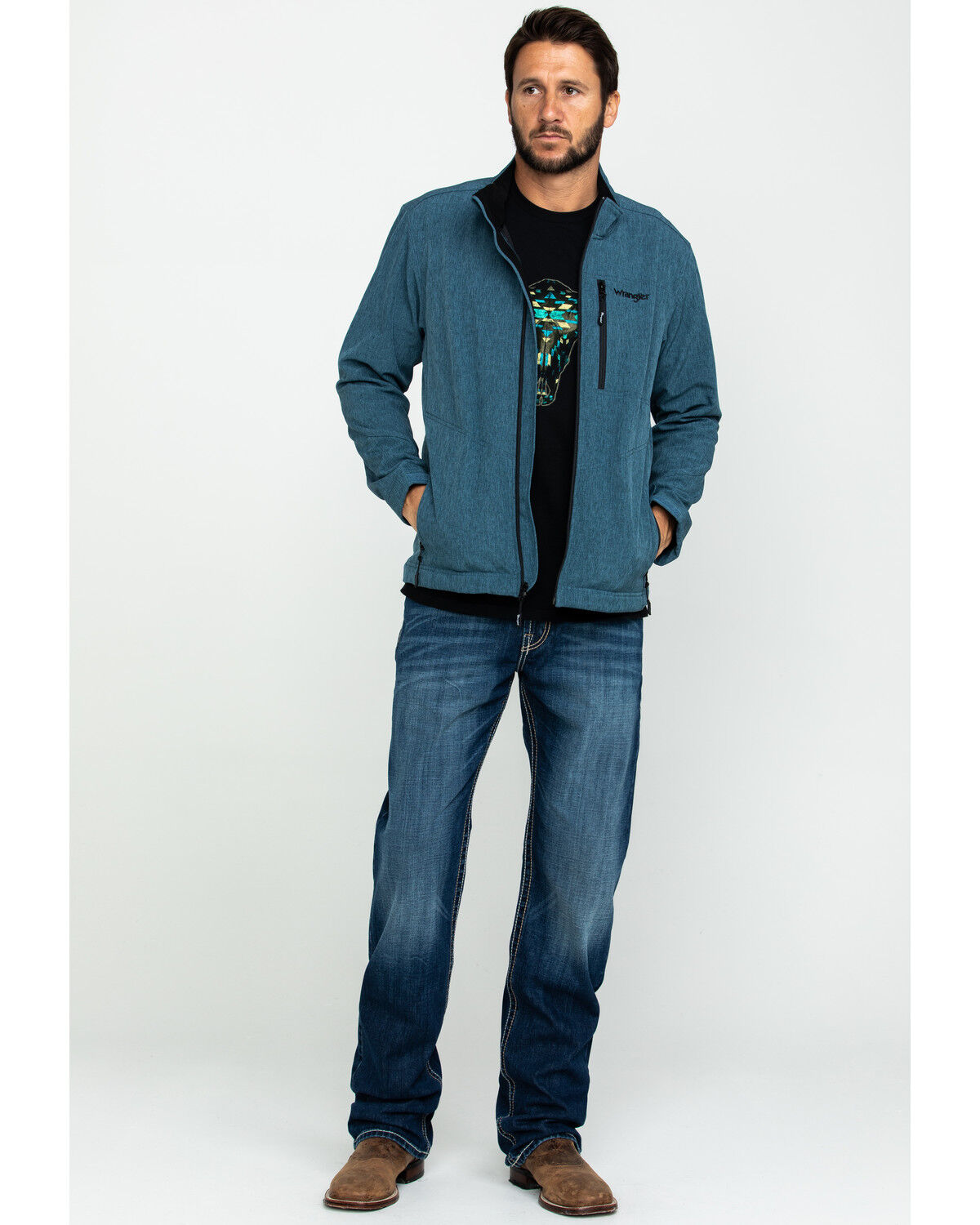 Image #6 - Wrangler Men's Trail Fleece Lined Zip Jacket, Heather Blue, hi-res