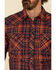 Wrangler Retro Premium Men's Navy Med Plaid Long Sleeve Western Shirt , Navy, hi-res
