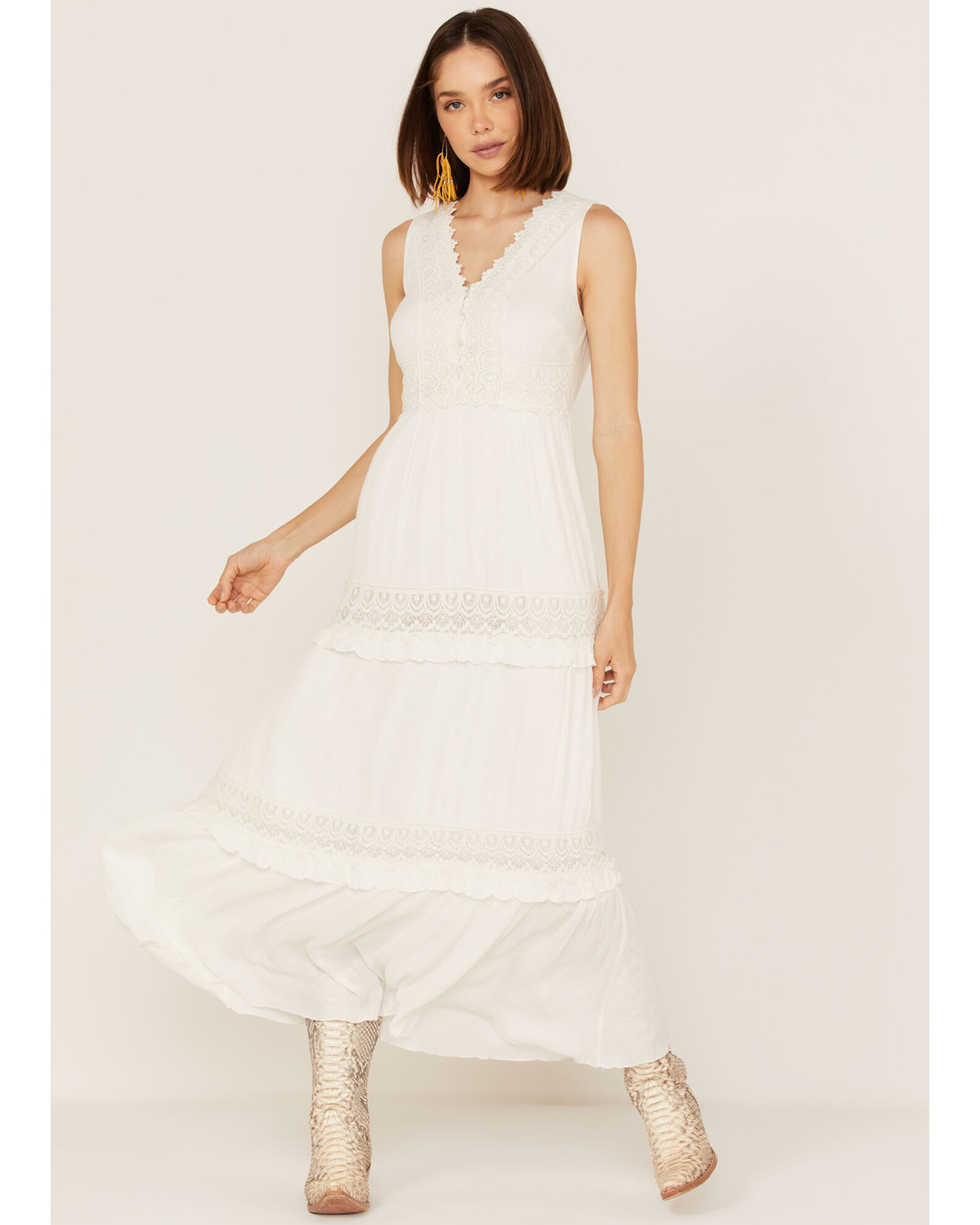 Tiered lace top maxi dress