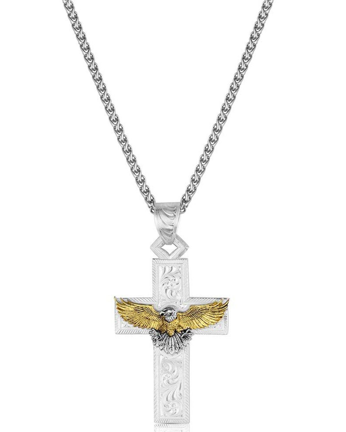 Image #1 - Montana Silversmiths Men's  Under Open Skies American Made Cross Necklace, Silver, hi-res