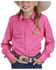 Image #1 - Roper Girls' Solid Long Sleeve Snap Western Shirt, Pink, hi-res