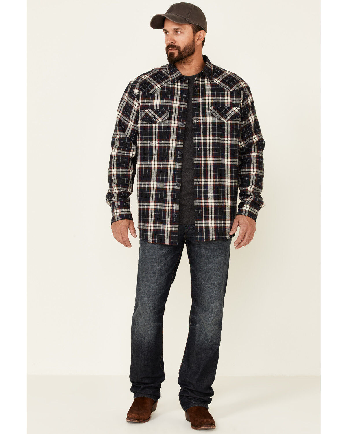 Image #2 - Cody James Men's Storm Front Bonded Large Plaid Long Sleeve Button-Down Western Flannel Shirt, Navy, hi-res