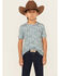 Image #1 - Rock & Roll Denim Boys' Allover Cactus Print Short Sleeve Shirt, Teal, hi-res