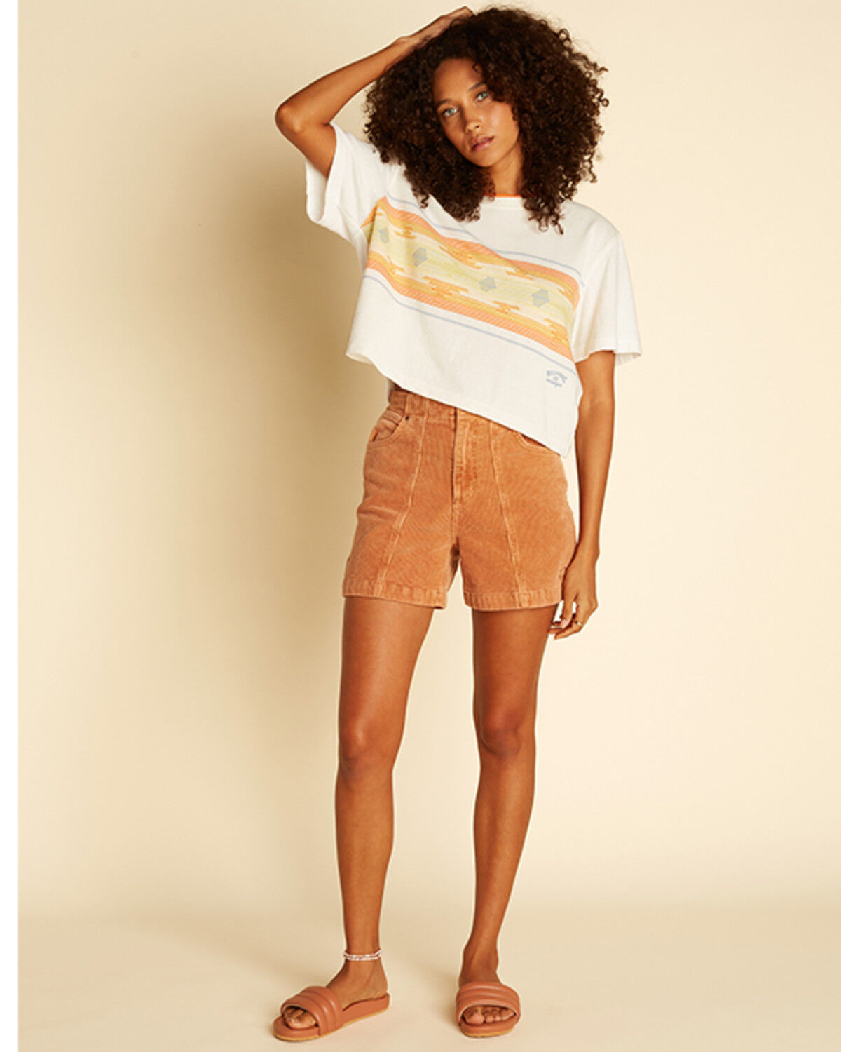 Image #2 - Billabong x Wrangler Women's Border Line Jacquard Graphic Tee, White, hi-res
