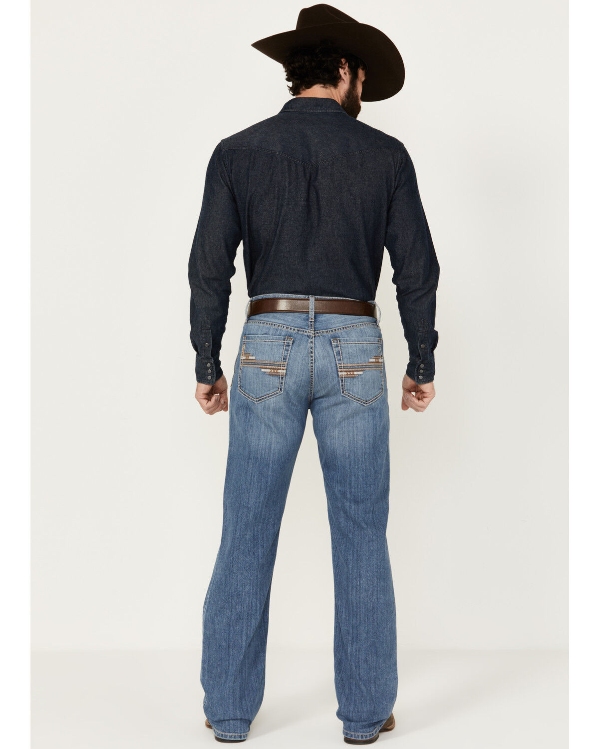 Image #3 - Cinch Men's Grant Medium Stonewash Relaxed Bootcut Performance Stretch Denim Jeans, Medium Wash, hi-res