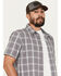 Image #2 - Brothers and Sons Men's Madera Plaid Print Short Sleeve Button-Down Western Shirt, Grey, hi-res