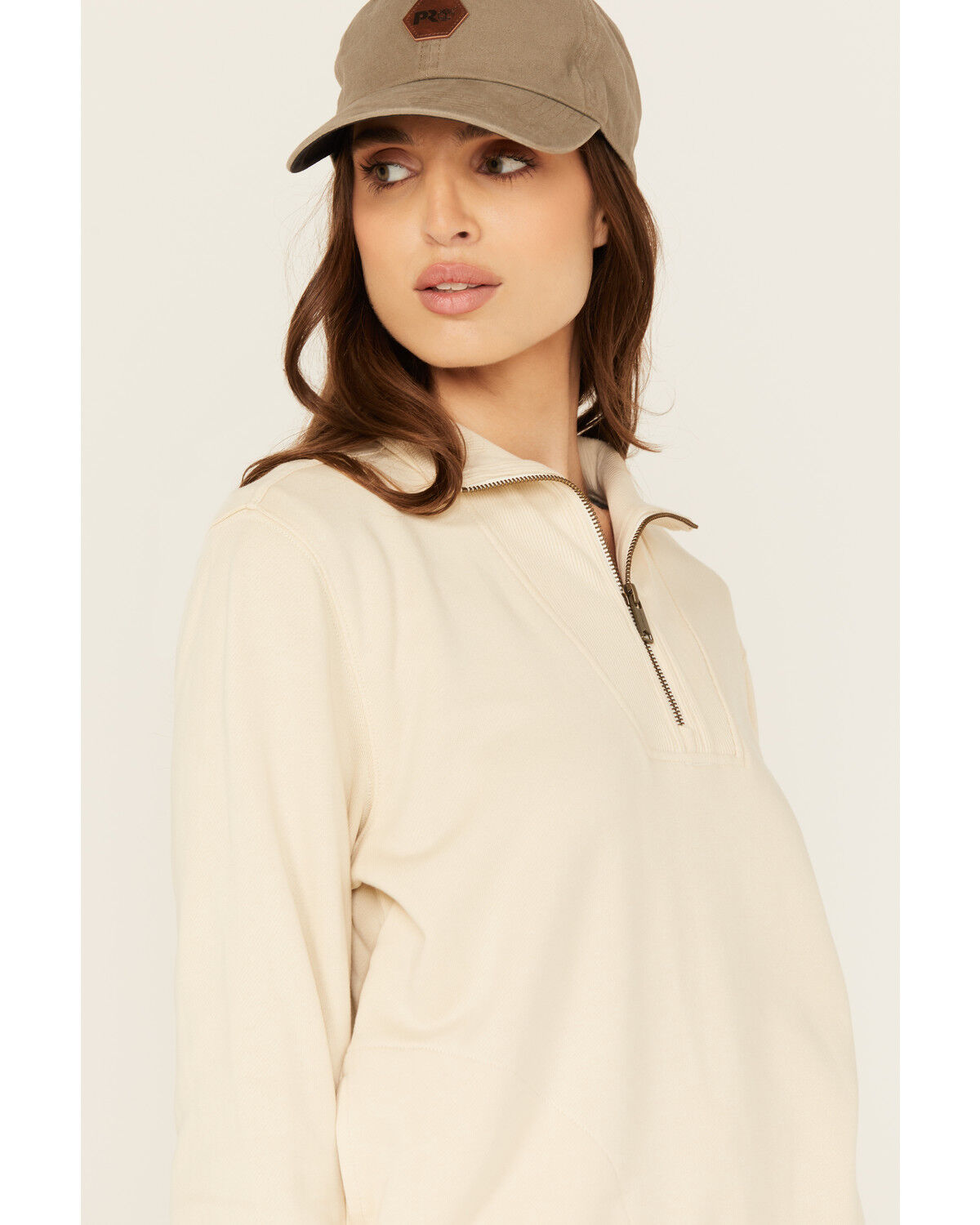 Image #2 - Carhartt Women's Tencel™ Fiber Series Relaxed Fit Half-Zip Pullover, Oatmeal, hi-res