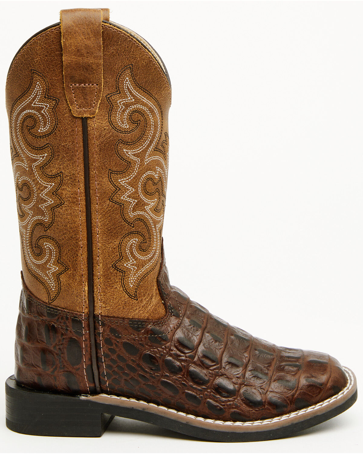 Image #2 - Cody James Boys' Dale Crocodile Print Western Boots - Broad Square Toe, Chocolate, hi-res