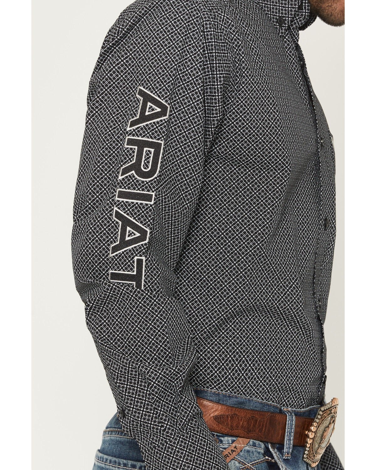 Image #3 - Ariat Men's Team Dariel Medallion Print Long Sleeve Button-Down Western Shirt, Black, hi-res