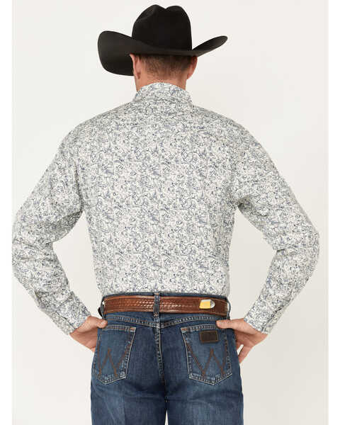 Image #4 - Wrangler Retro Premium Men's Paisley Print Long Sleeve Snap Western Shirt , Navy, hi-res