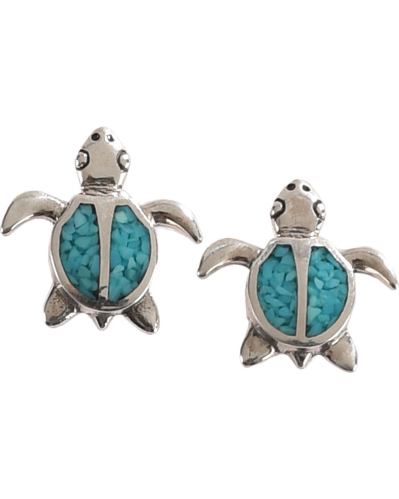 Silver Legends Women's Turquoise Turtle Post Earrings , Turquoise, hi-res