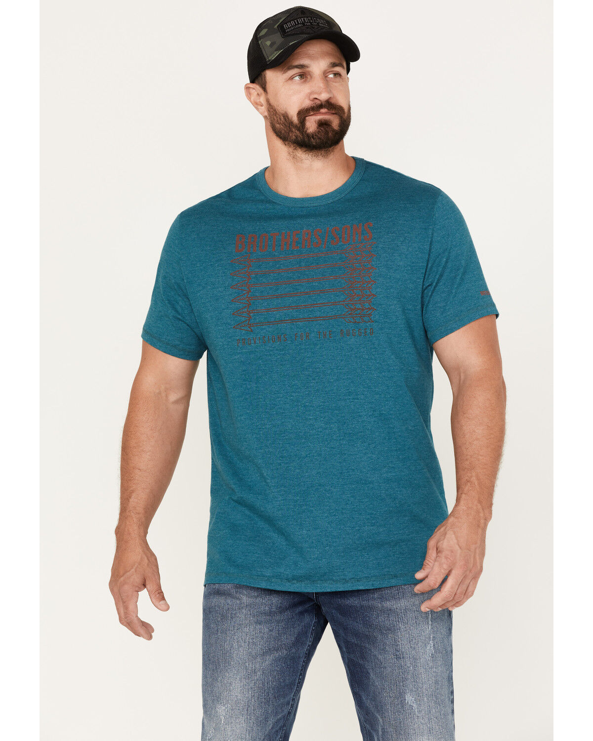 Image #1 - Brothers and Sons Men's Gradient Arrows Logo Graphic T-Shirt, Teal, hi-res