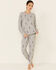 PJ Salvage Women's Stormy Monday Bolt Print Long Sleeve Top , Heather Grey, hi-res