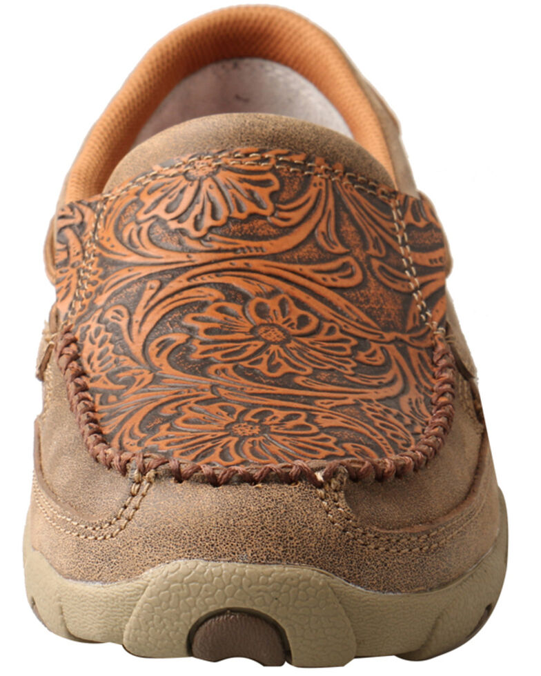 Twisted X Women's Tooled Slip-On Driving Moc Shoes - Moc Toe, Brown, hi-res
