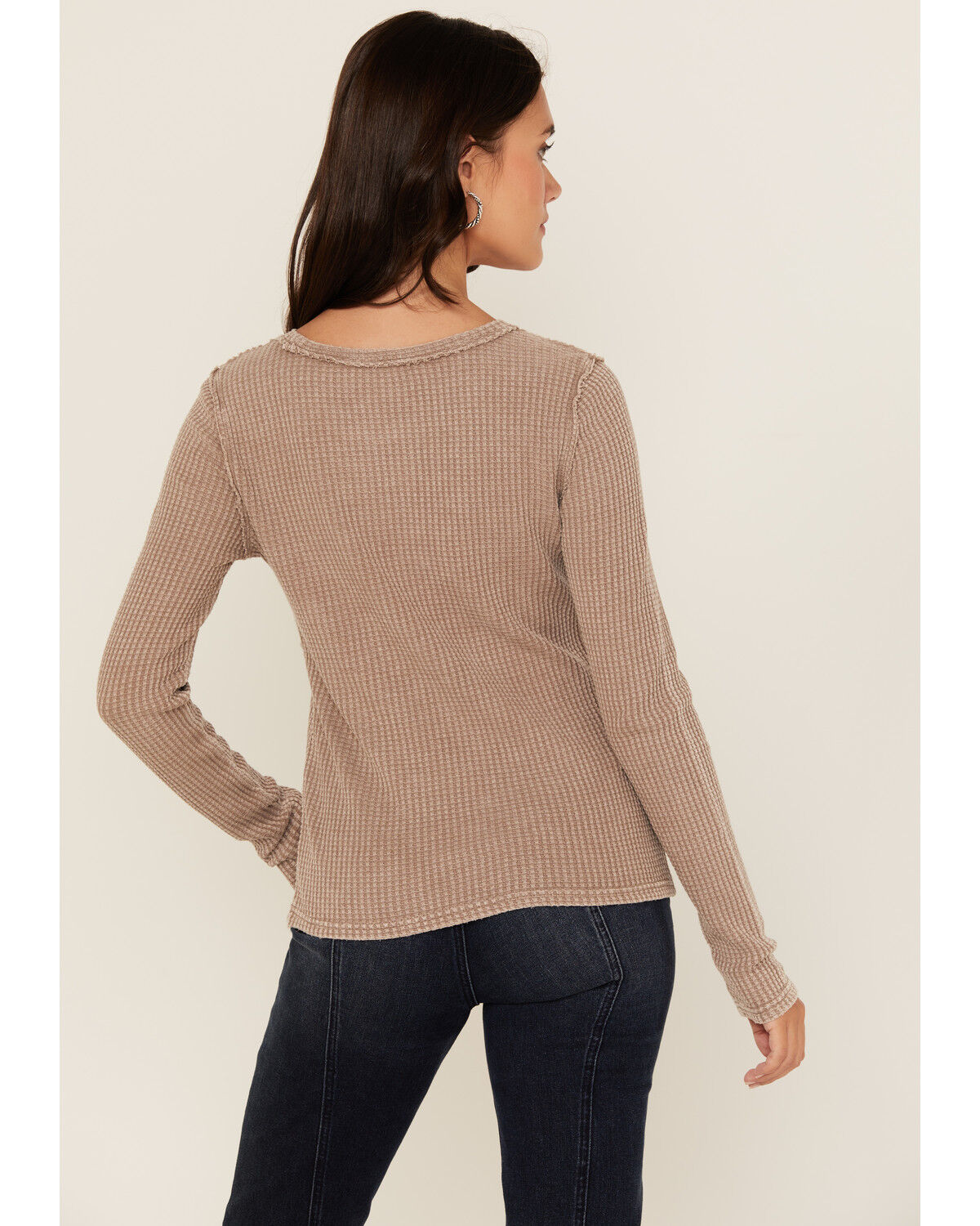 Image #4 - White Crow Women's Solid Long Sleeve Waffle Knit Shirt, Brown, hi-res