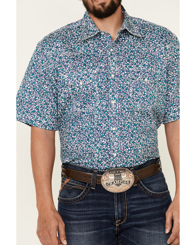 Wrangler 20X Men's Multi Geo Print Short Sleeve Snap Western Shirt , Multi, hi-res