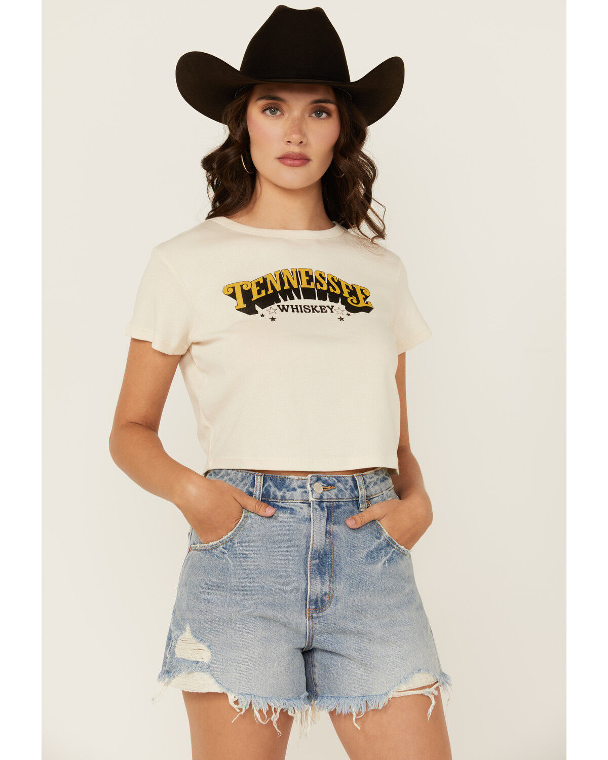 Image #1 - Girl Dangerous Women's Tennessee Short Sleeve Baby Tee, White, hi-res