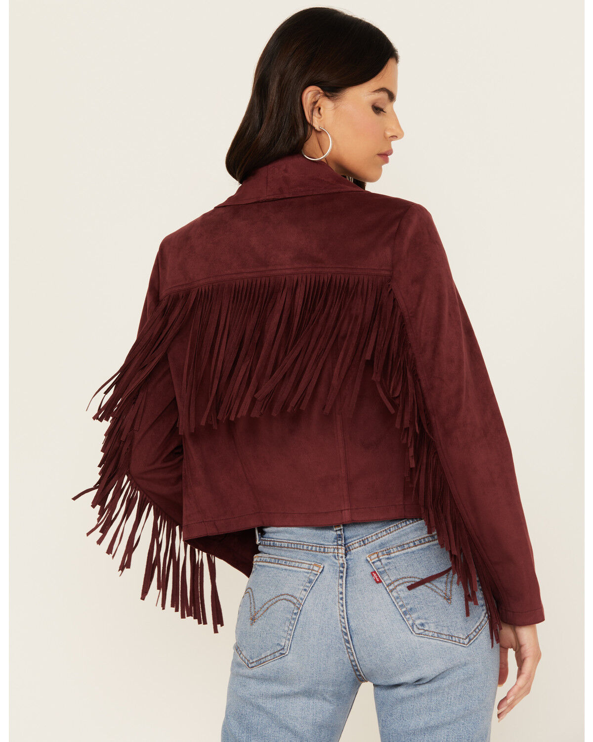 Image #4 - Shyanne Women's Faux Suede Fringe Jacket, Maroon, hi-res