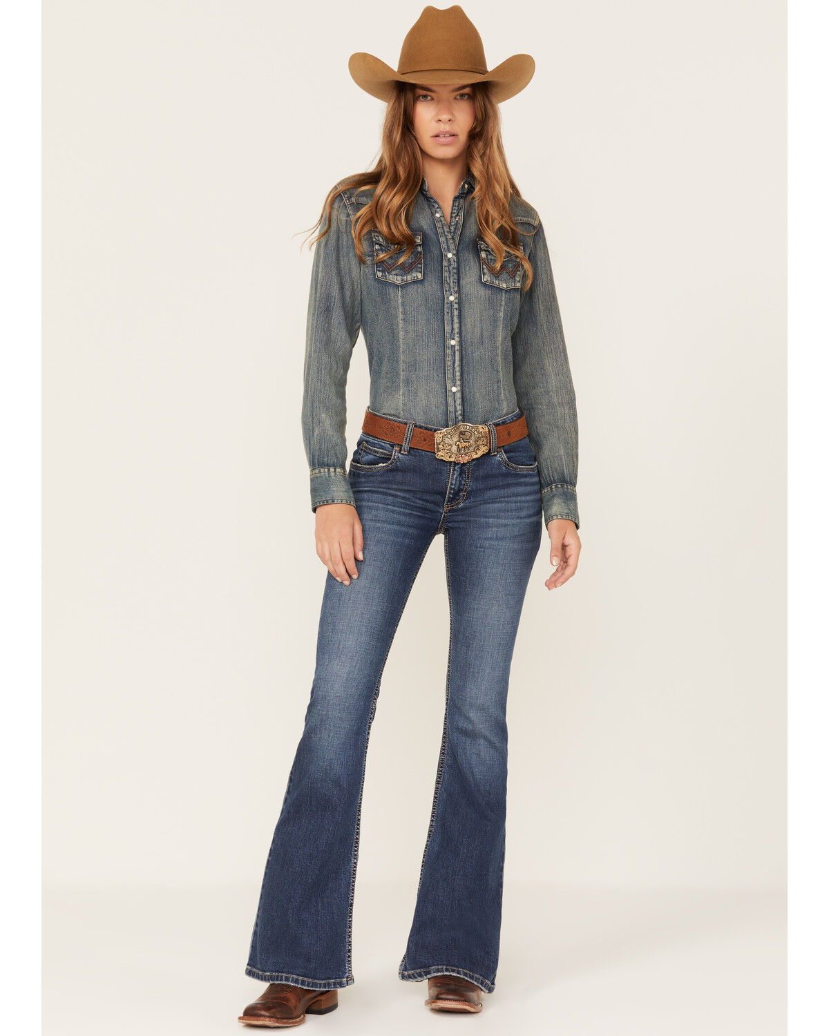 Image #3 - Wrangler Retro Women's Mae Flare Mid Rise Faith Denim Jeans, , hi-res