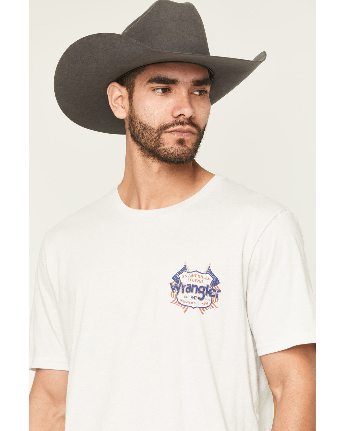 Image #3 - Wrangler Men's American Logo Short Sleeve Graphic T-Shirt, Light Grey, hi-res