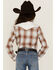 Roper Girls' Plaid Print Embroidered Long Sleeve Western Snap Shirt, Brown, hi-res