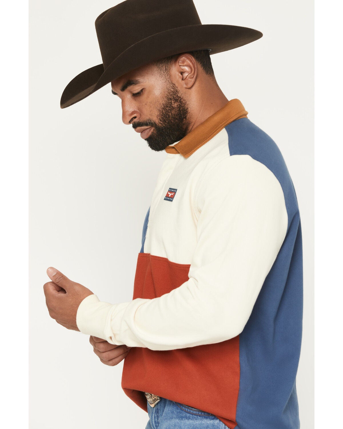 Image #2 - Kimes Ranch Men's Marx Rugby Block Long Sleeve Polo Shirt, Dark Blue, hi-res