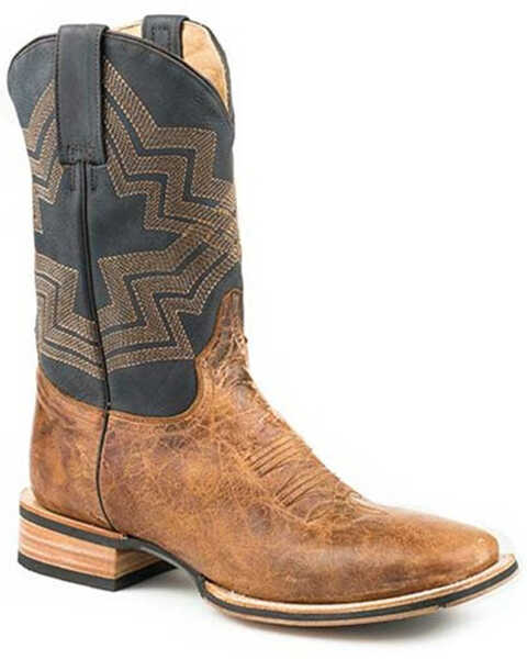 Stetson Men's Goddard Waxy Vamp Western Boots - Broad Square Toe , Brown, hi-res