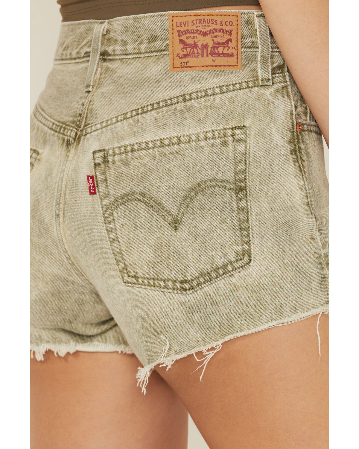 Image #4 - Levi's Women's 501 Original High Rise Denim Shorts, Green, hi-res
